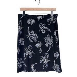 Y2K midi skirt Apostrophe Stretch Black Paisley Floral Vintage Womens XS 4